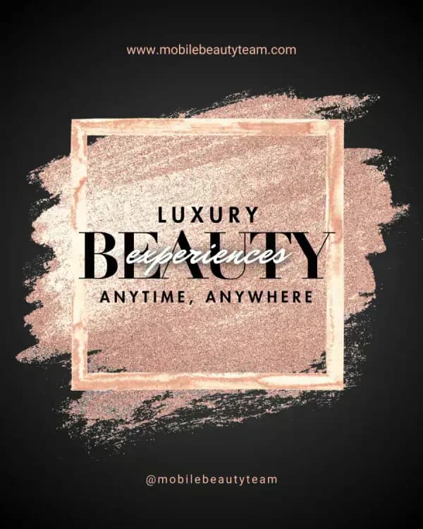 Rose gold brushed lettering reading luxury beauty experiences