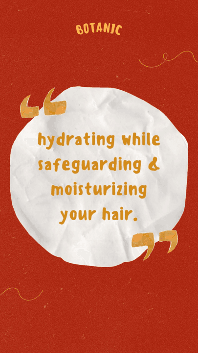 A quote card about hydrating and moisturising hair on a rust background