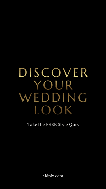 A gold-on-black title inviting viewers to take a free wedding style quiz